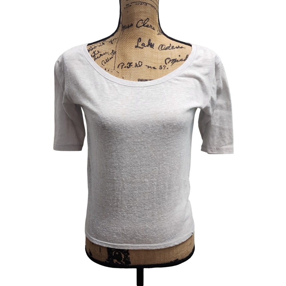 Abercrombie Fitch Women's XS White 3/4 Sleeve Scoop Neck Top Shirt Casual